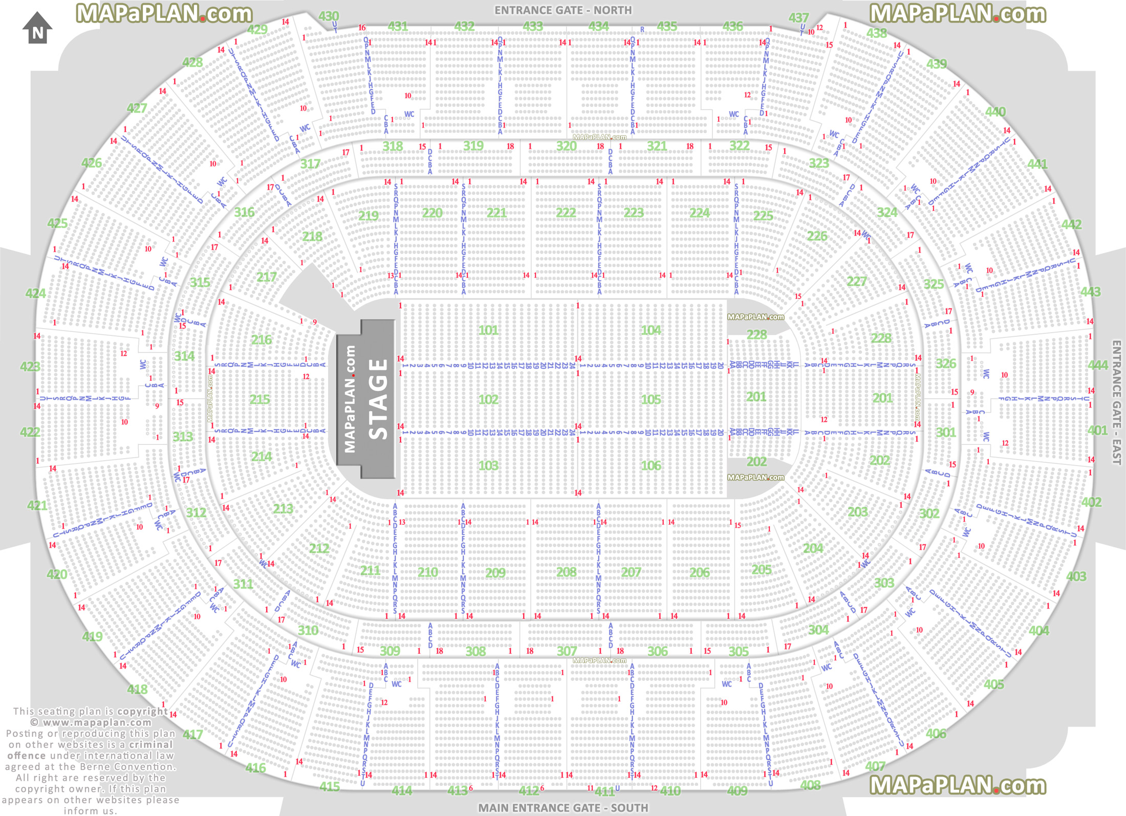 Honda Center - Detailed seat & row numbers end stage concert ...