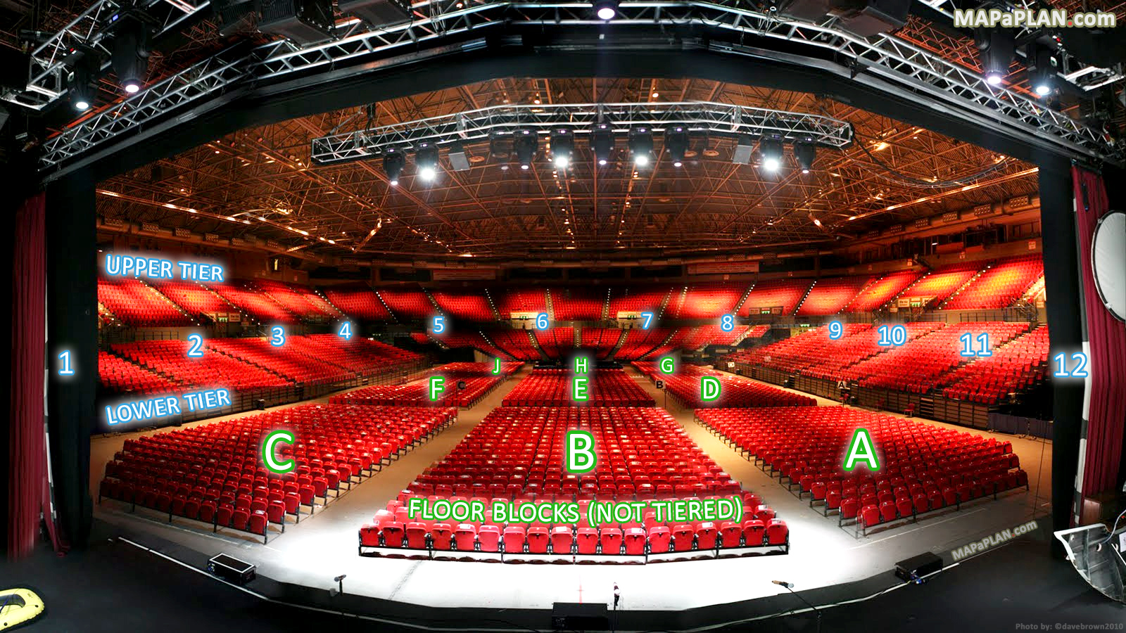 View from stage blocks rows seats Virtual interactive inside best seats 3d tour Birmingham Utilita Arena NIA NIA National Indoor Arena seating plan