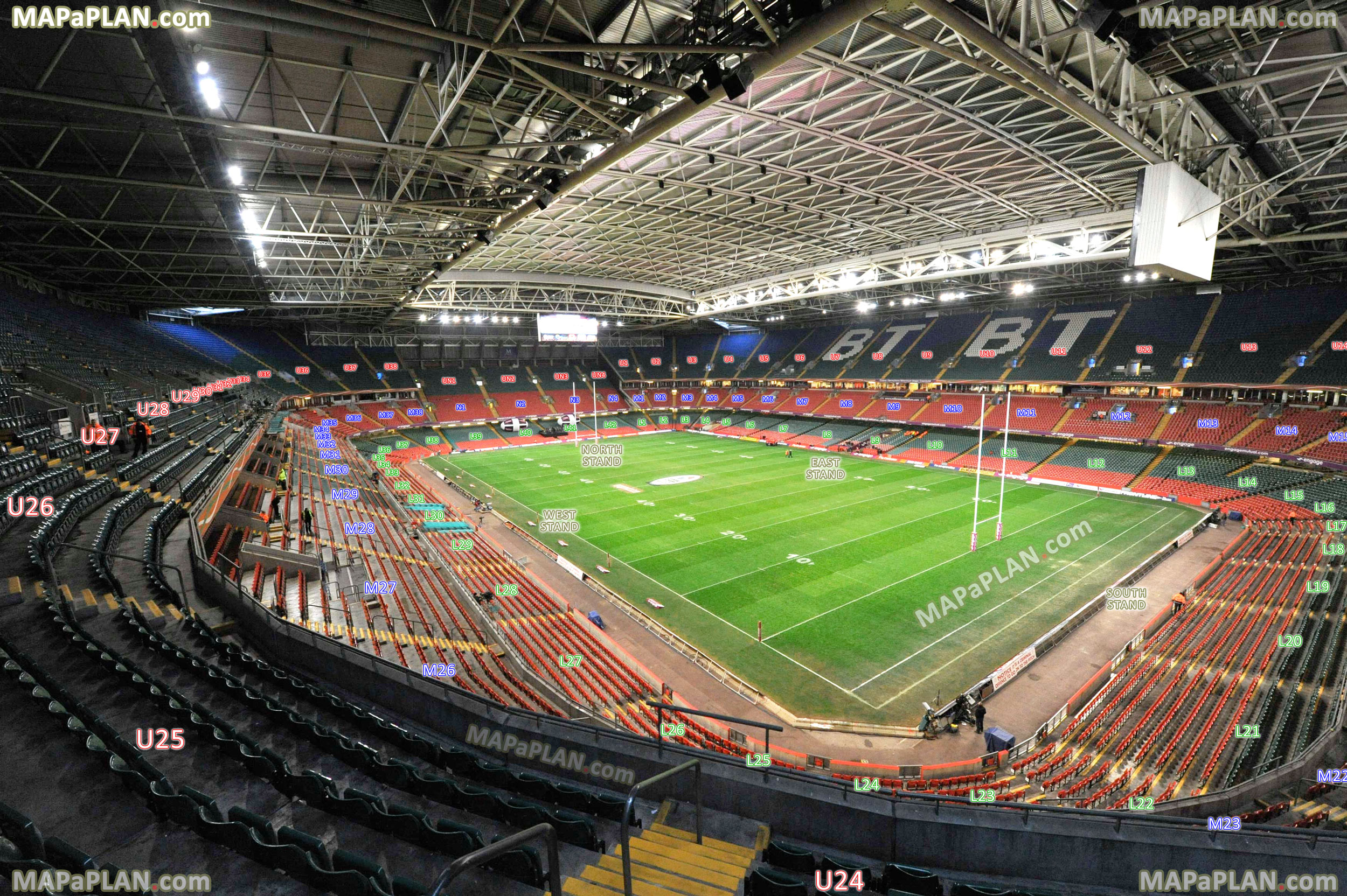 view upper stand block row seat virtual interactive inside best seat 3d tour Cardiff Millennium Principality Stadium seating plan