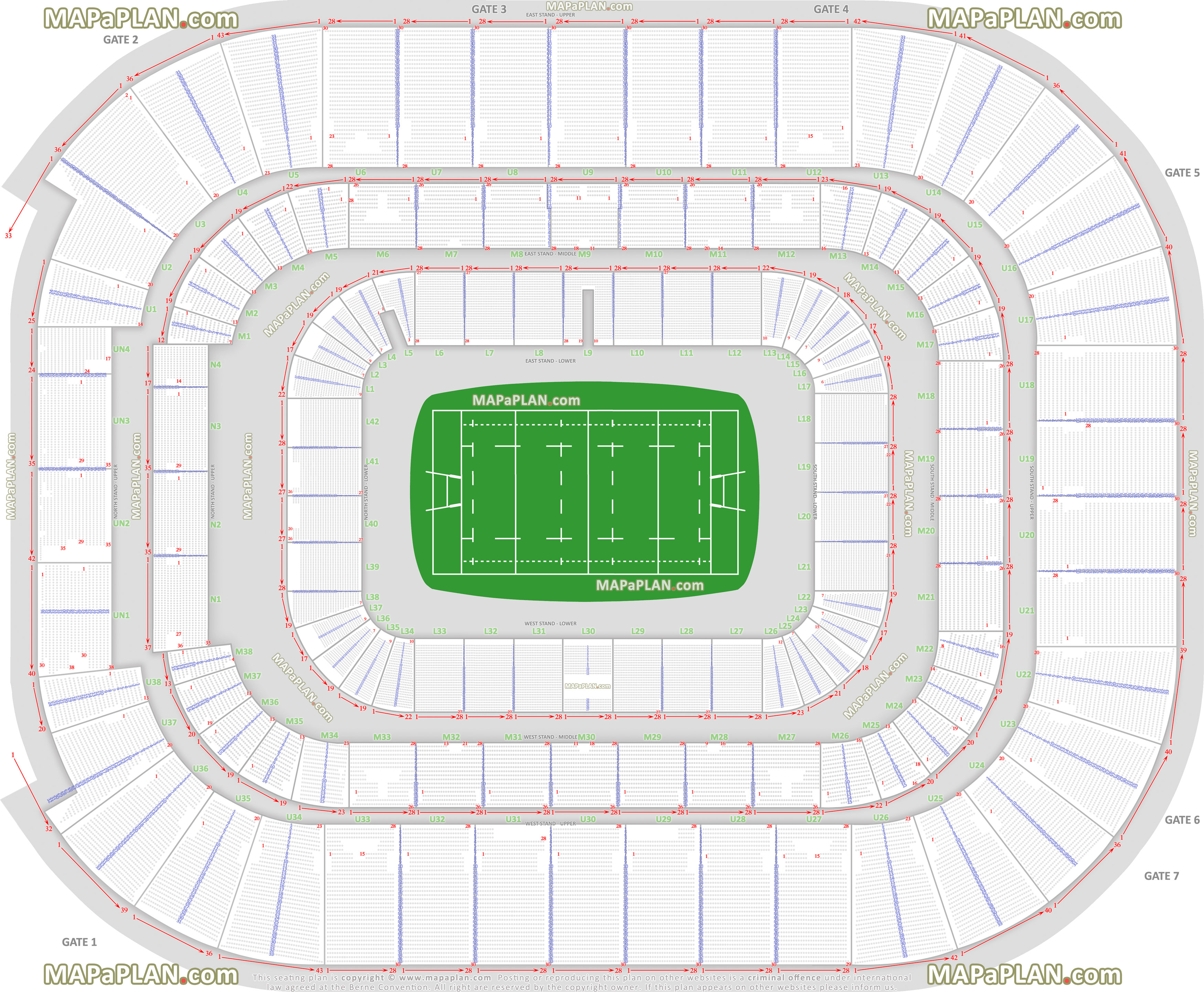 rugby world cup rwc seating map lower middle upper tier level generic layout map Cardiff Millennium Principality Stadium seating plan