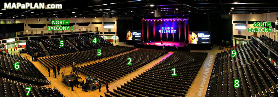 Best seats concert stage view Virtual inside tour with floor sections North South Balconies Cardiff International Arena seating chart