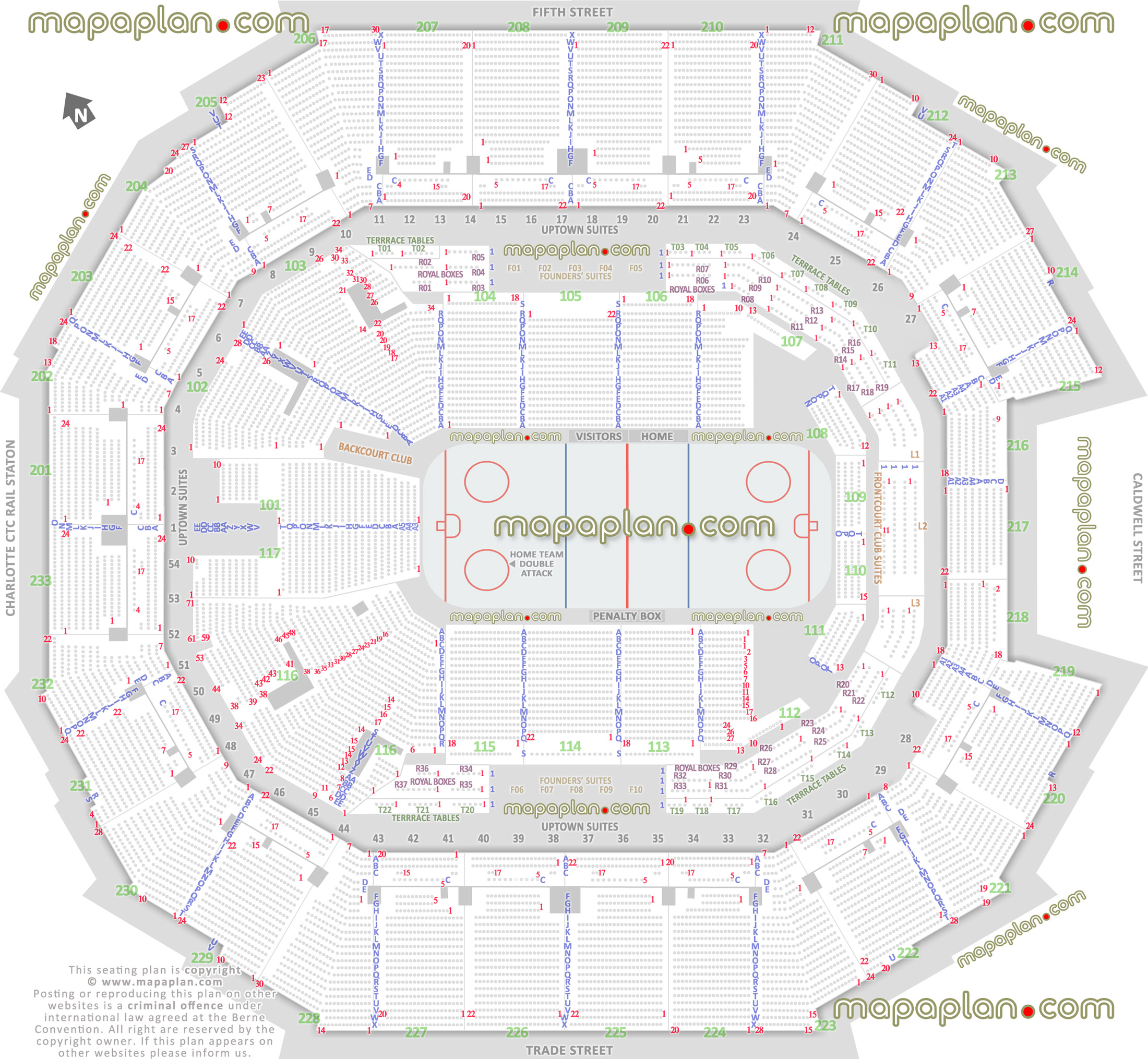 ice hockey arena seating capacity arrangement diagram time warner center arena north carolina interactive virtual 3d detailed layout glass rinkside lower upper level stadium bowl sections full exact row numbers plan seats lower upper level Charlotte Spectrum Center seating chart