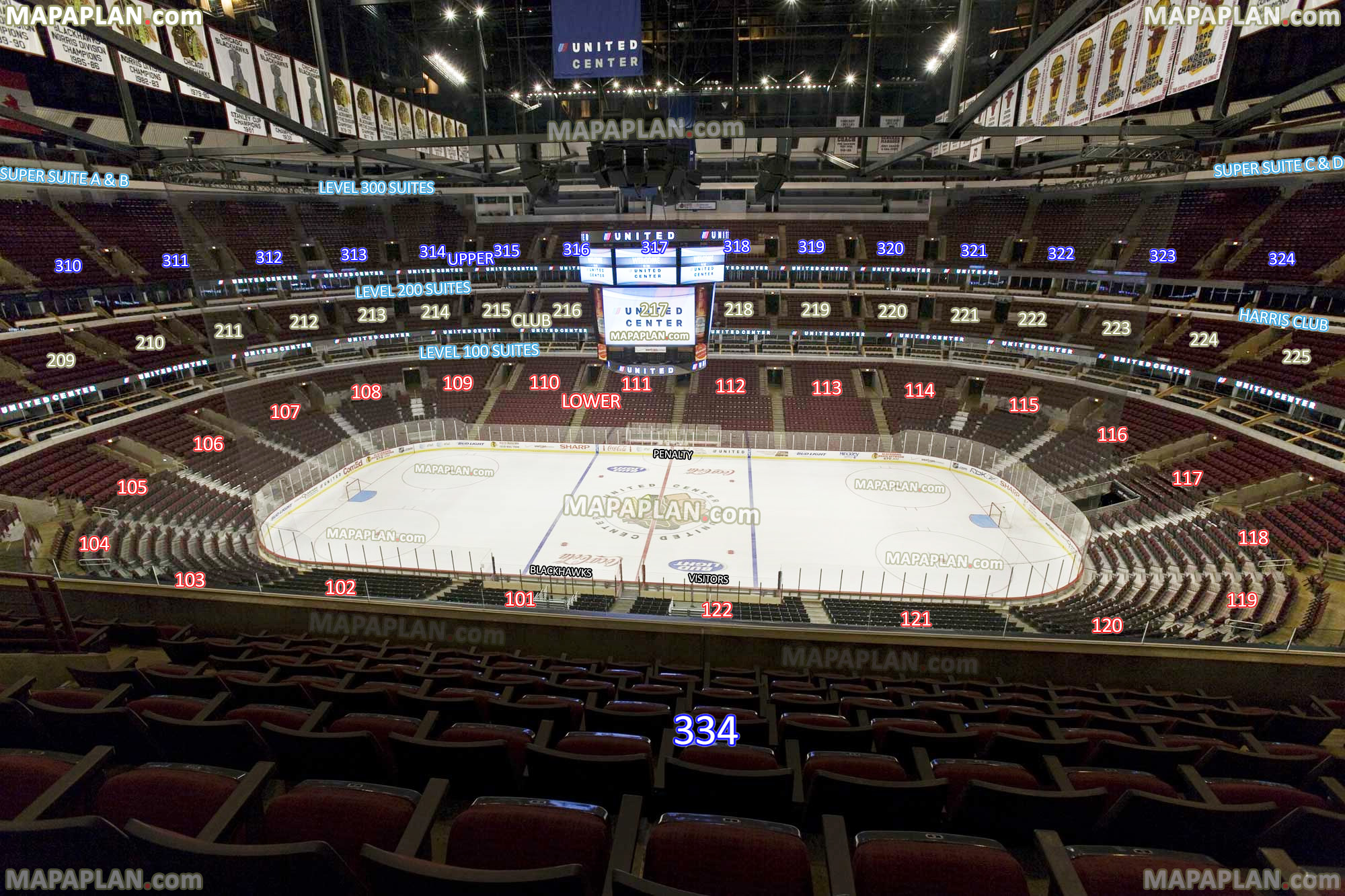 blackhawks view section 334 row 7 seat 8 hawks stadium setup image sections suites interior area arrangement Chicago United Center seating chart