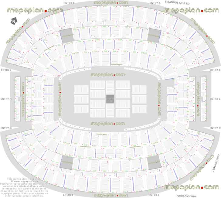 concert stage round printable virtual layout 360 degree arrangement interactive diagram seats row hall fame club level main mezzanine upper concourse balcony sections standing room only sro wheelchair disabled handicap accessible seats plan premium executive loge boxes luxury party suites sections 101 102 103 119 120 124 126 127 144 202 203 205 218 219 224 227 241 242 243 302 303 317 318 Dallas Cowboys AT&T Stadium seating chart