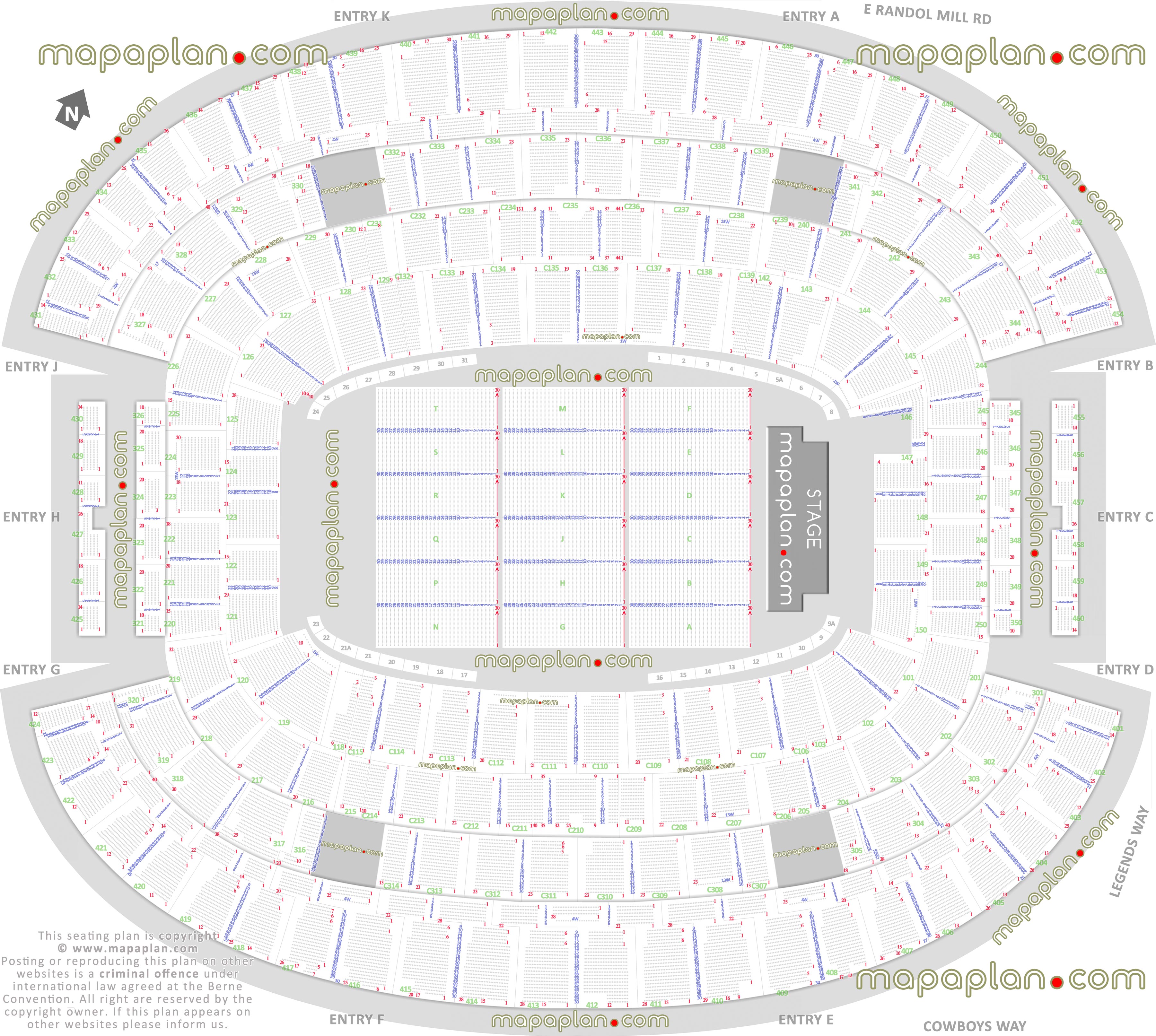 Dallas Cowboys Stadium Seating Chart Rows