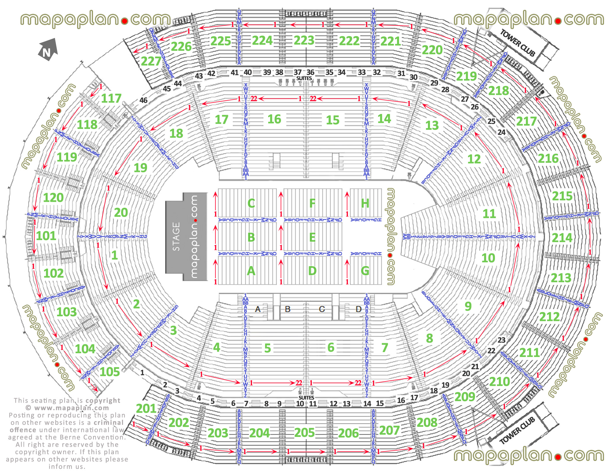 New T Mobile Arena Mgm Aeg Detailed Seat Row Numbers End Stage