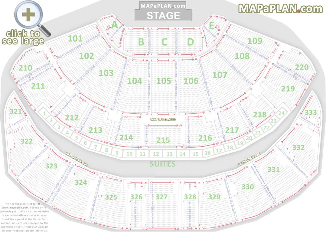 Leeds First Direct Arena detailed seat numbers seating