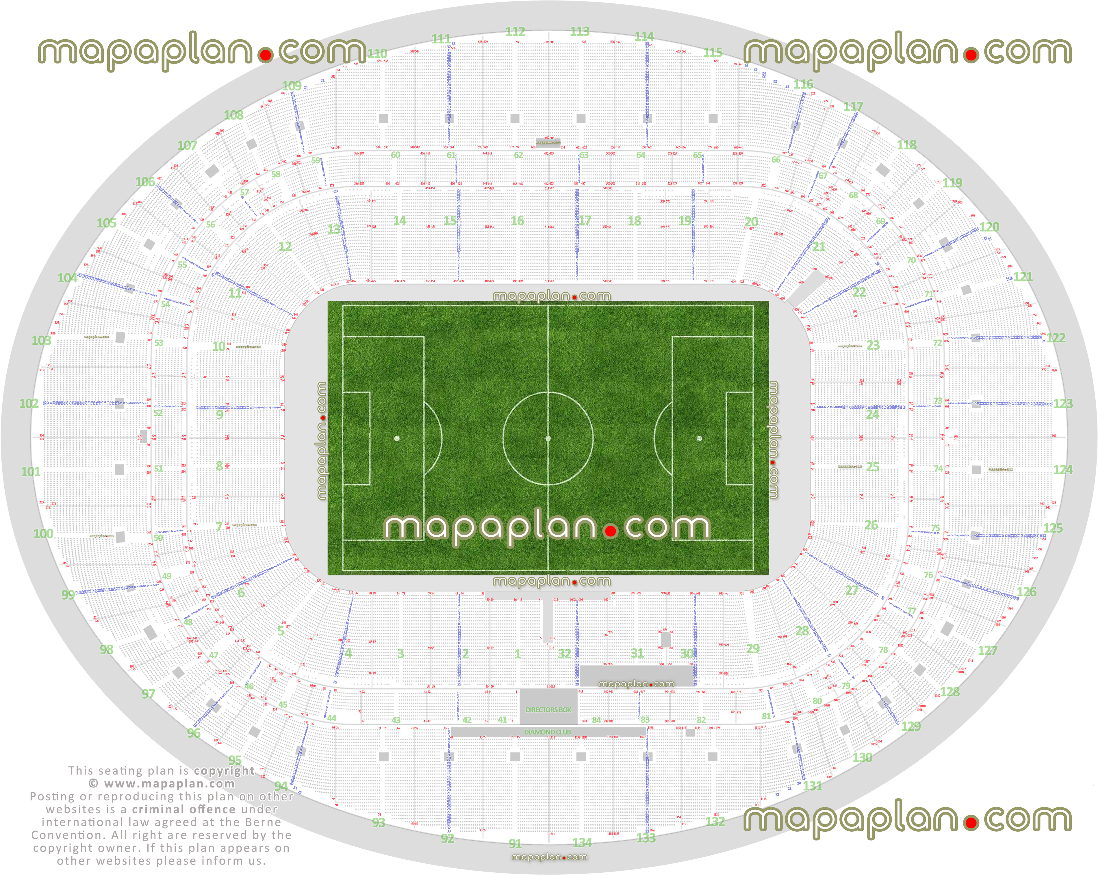 London Arsenal Emirates Stadium seating plan detailed seat numbers row numbering football plan blocks chart layout