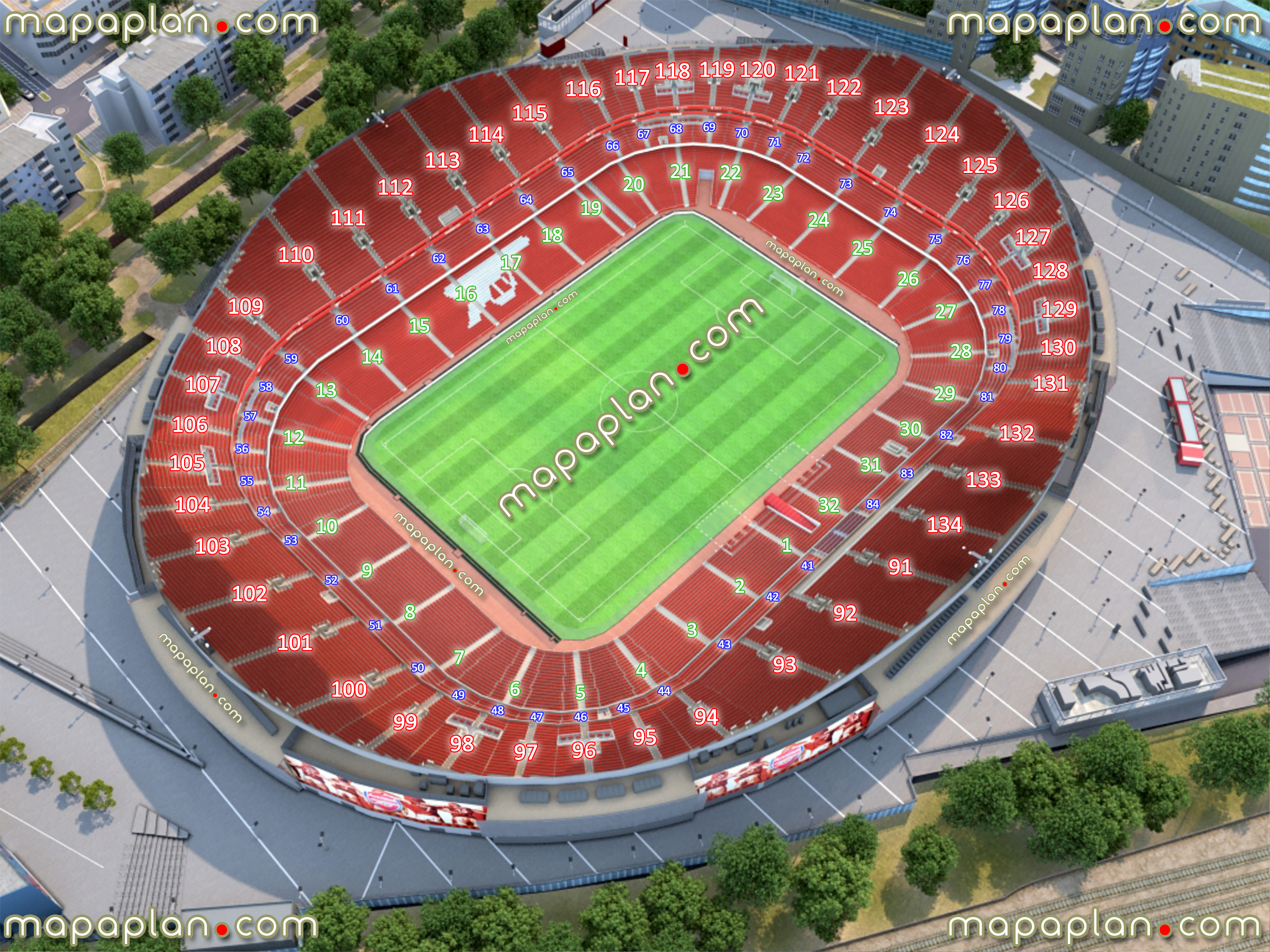 London Arsenal Emirates Stadium seating plan map seating plan arsenal london football games exact block numbers rows seats selection lower upper tier club level layout sports arena ticket prices review diagram