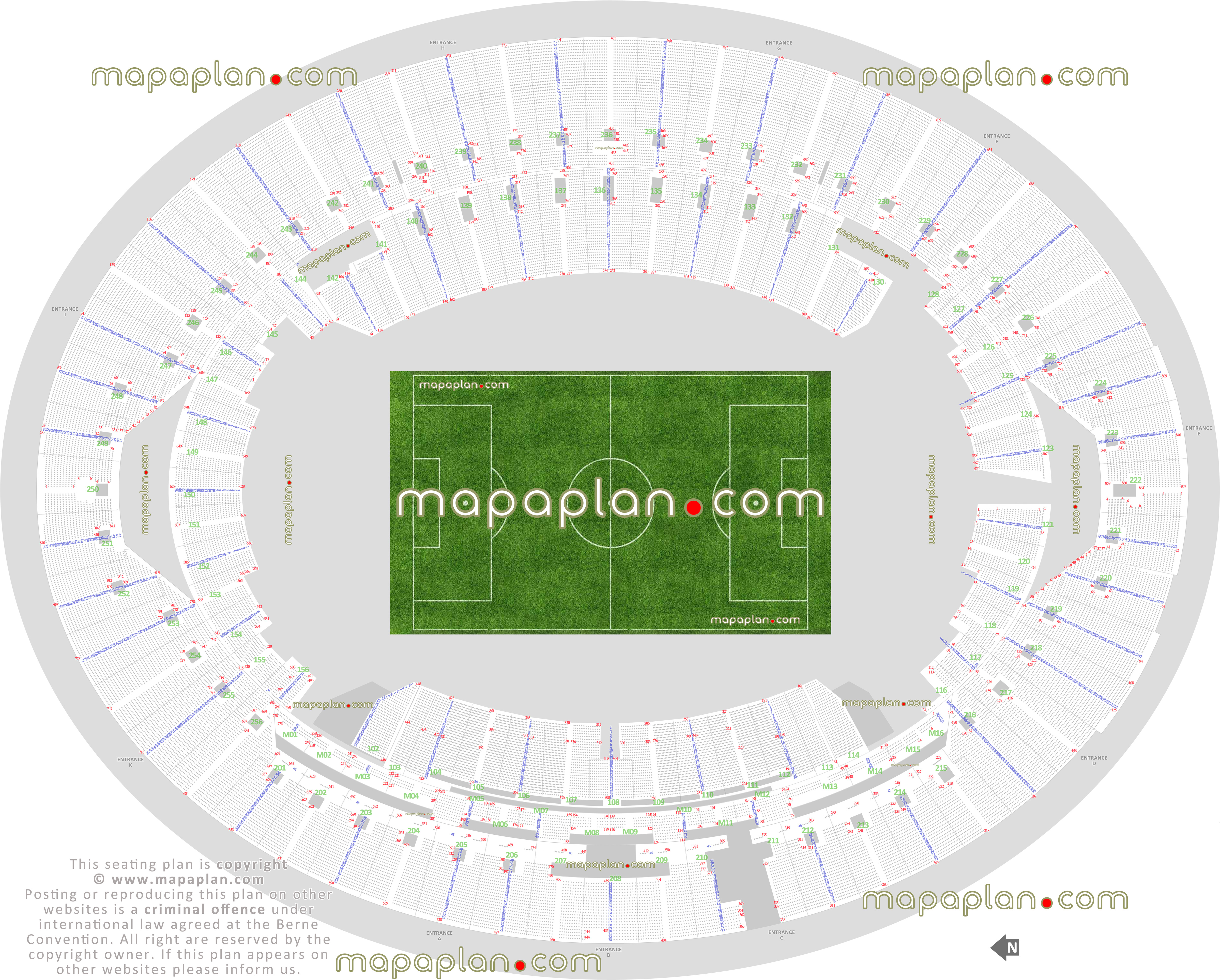 London Stadium (West Ham United Olympic Park) seating plan detailed seat numbers row numbering football plan blocks chart layout