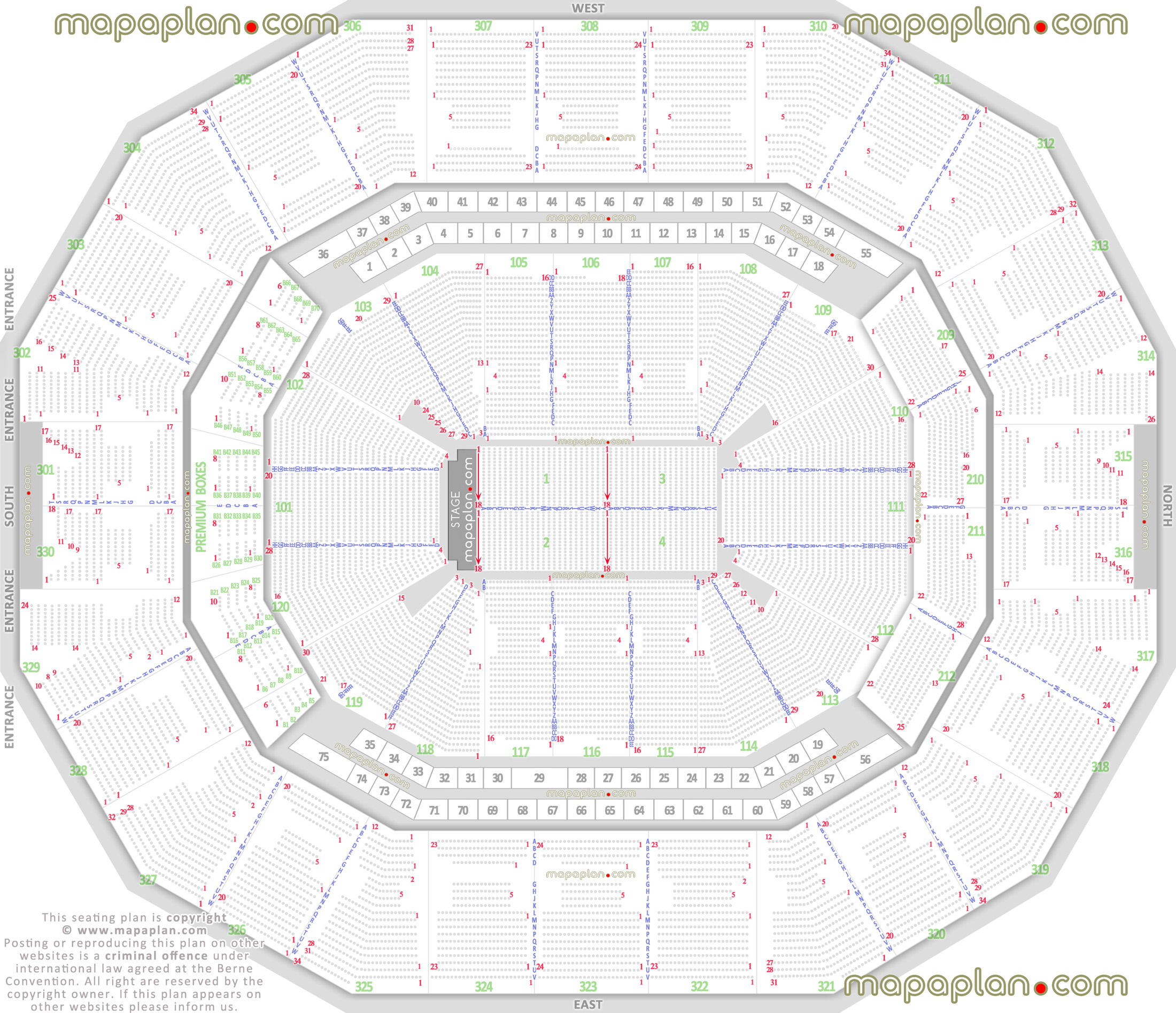 Kfc Yum Center Detailed Seat Row Numbers End Stage Concert