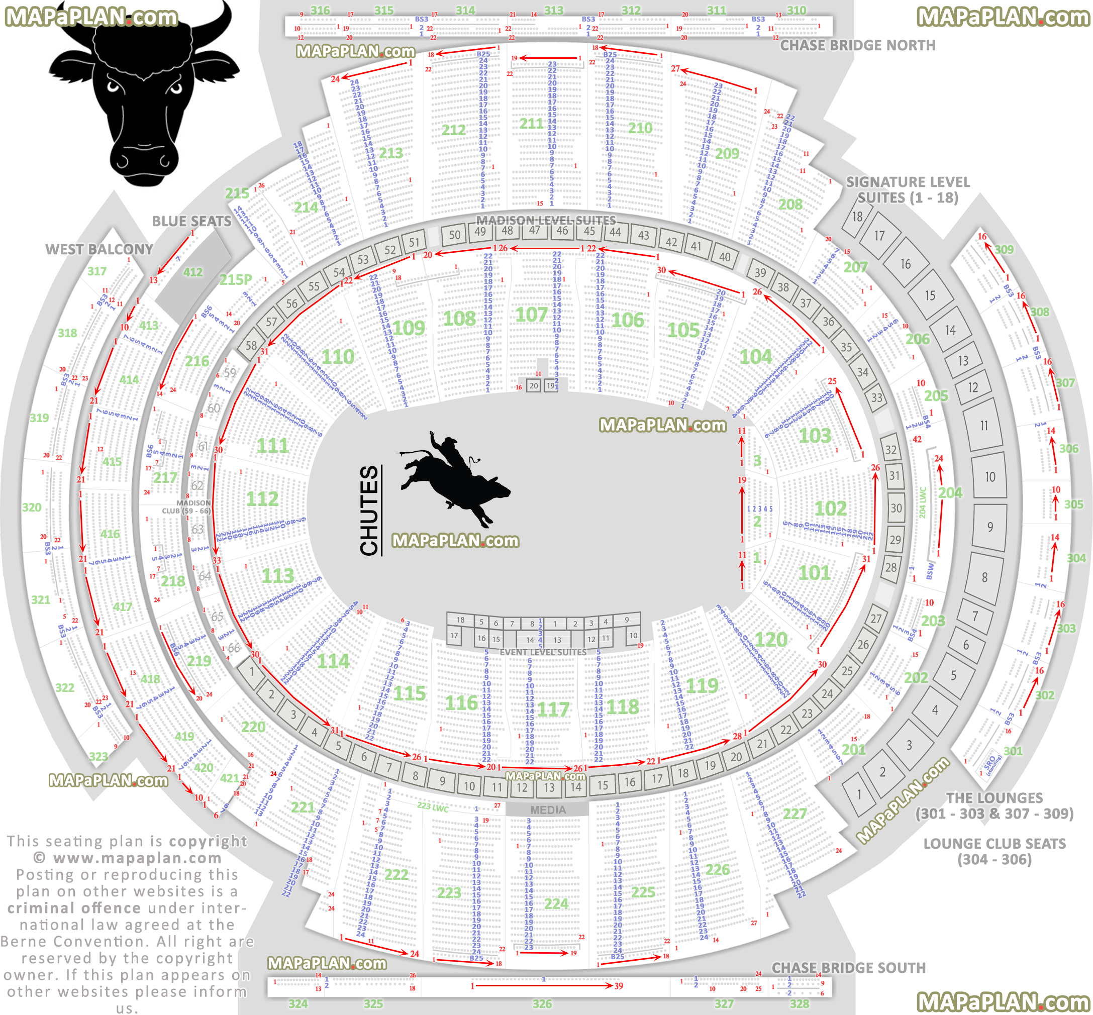 Madison Square Garden seating chart PBR professional bull riders invitational rodeo