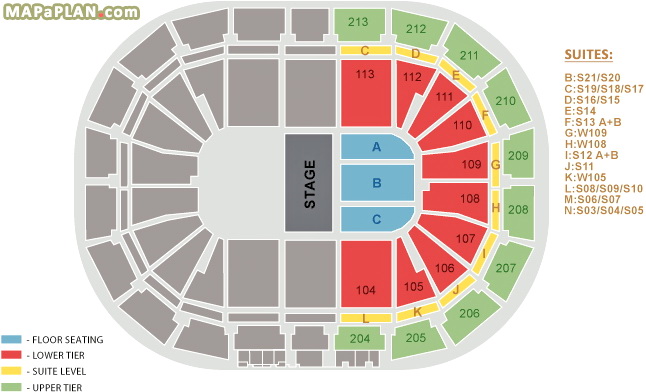 Small stage show floor sections bl a b c the australian pink floyd Manchester AO Arena seating plan