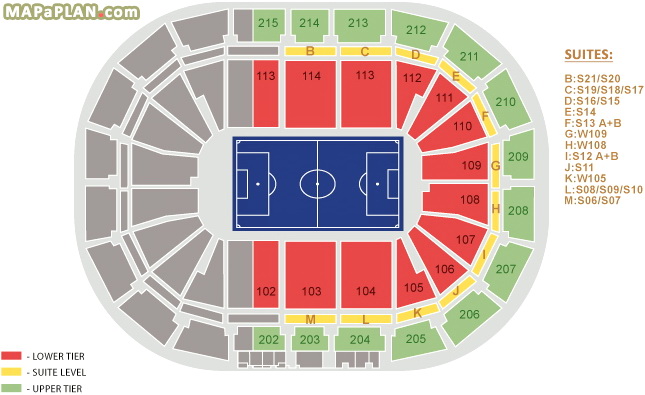 Indoor football Manchester AO Arena seating plan