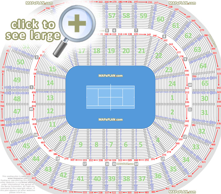australian open tennis seat numbers in round seating plan door gate entrance map Melbourne Rod Laver Arena seating plan