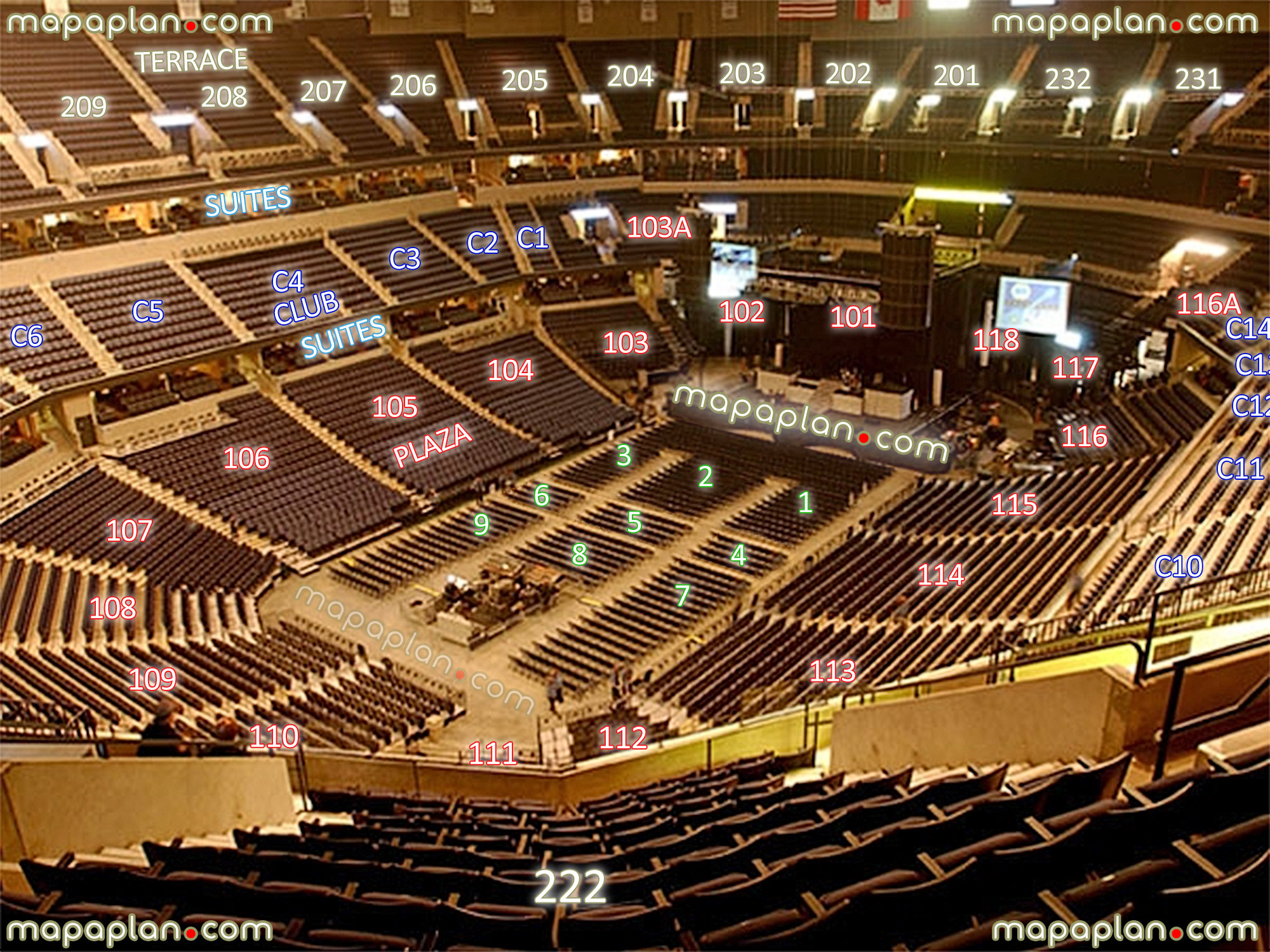 view section 222 row 13 seat 8 virtual venue 3d interactive inside stage review tour concert picture floor plaza club terrace concourse level suites Memphis FedExForum seating chart