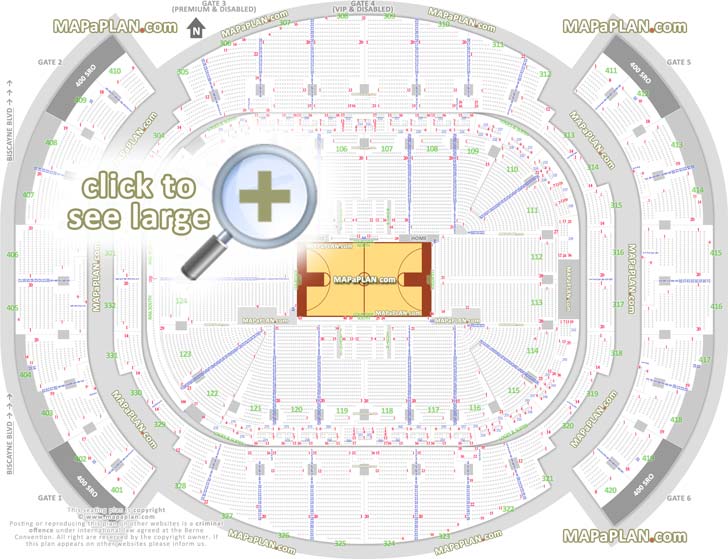 miami heat stadium nba basketball game court exact a3 center venue gate map individual find seat locator courtside home side area bench sideline baseline Miami Kaseya Center Arena seating chart