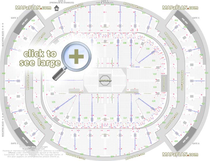 ufc mma fights fully seated setup chart viewer printable information guide balcony bowl rail seats numbering premium luxury executive vip suites Miami Kaseya Center Arena seating chart