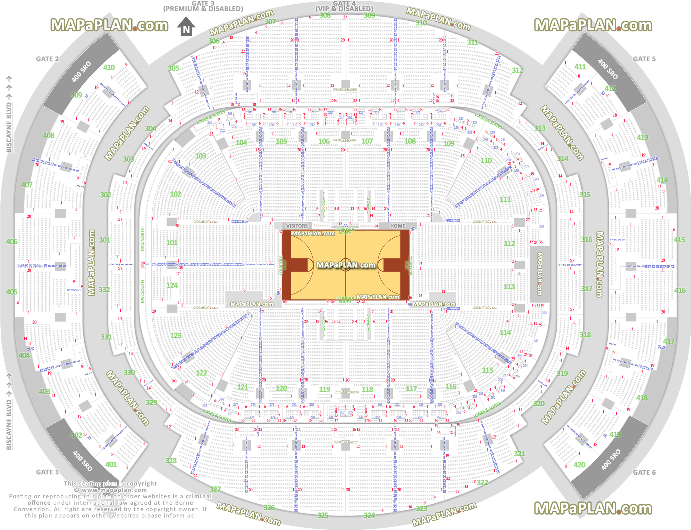 miami heat stadium nba basketball game court exact a3 center venue gate map individual find seat locator courtside home side area bench sideline baseline Miami Kaseya Center Arena seating chart