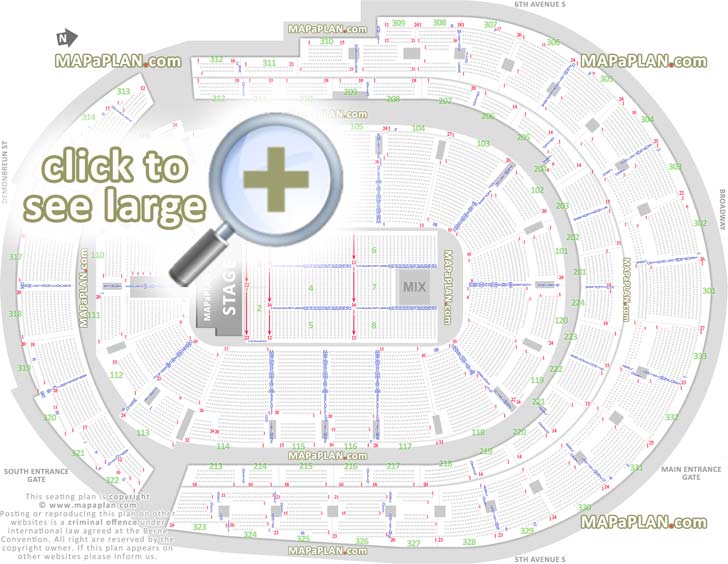 Bridgestone Arena seat & row numbers detailed seating chart ...