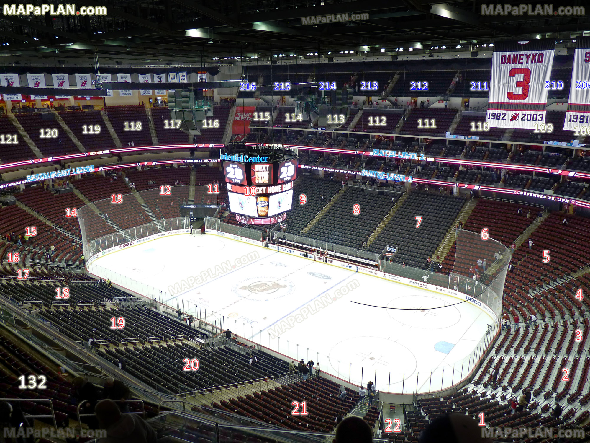 Prudential Center Newark arena seat and row numbers detailed ...