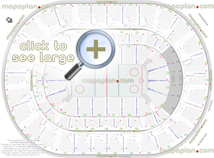 hockey nhl games arena seating capacity arrangement diagram Paycom Center Arena oklahoma city interactive virtual 3d detailed layout glass rinkside seats full exact row numbers plan seats row stadium bowl lower upper level sections Oklahoma City Paycom Center Arena seating chart
