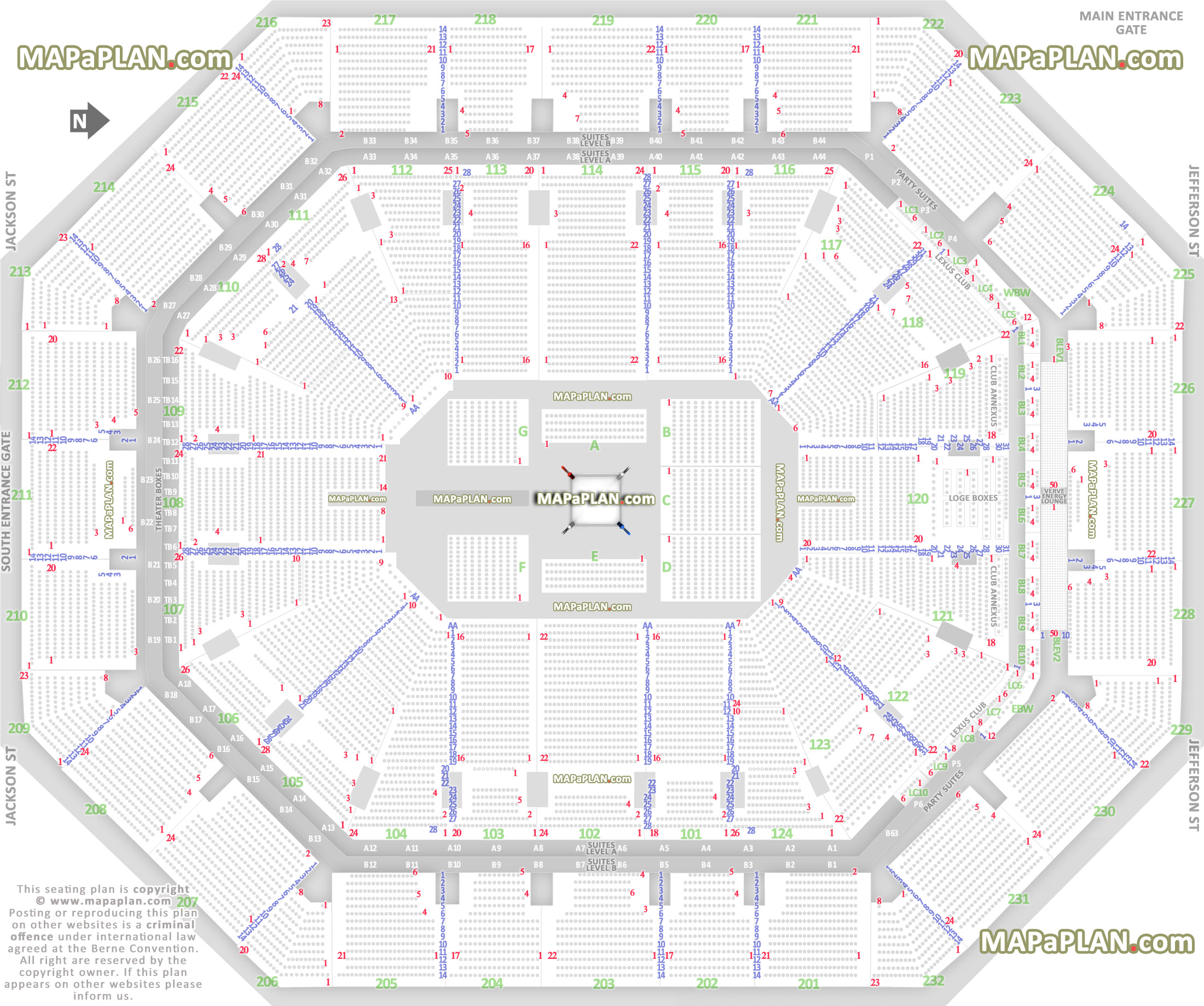 wwe raw smackdown live wrestling boxing match events 360 round ring stage configuration good bad worst side seats Phoenix Footprint Center Arena seating chart