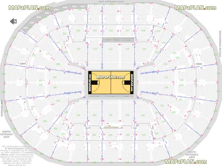 trail blazers nba basketball game arena stade localisateur de siège individuel comment les rangées sont numérotées en marge des boîtes de blazer côté cour niveaux du club kuni lexus Portland Moda Sièges centraux graphique