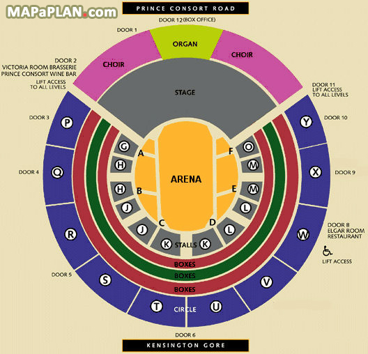 Royal Albert Hall detailed seat numbers seating plan