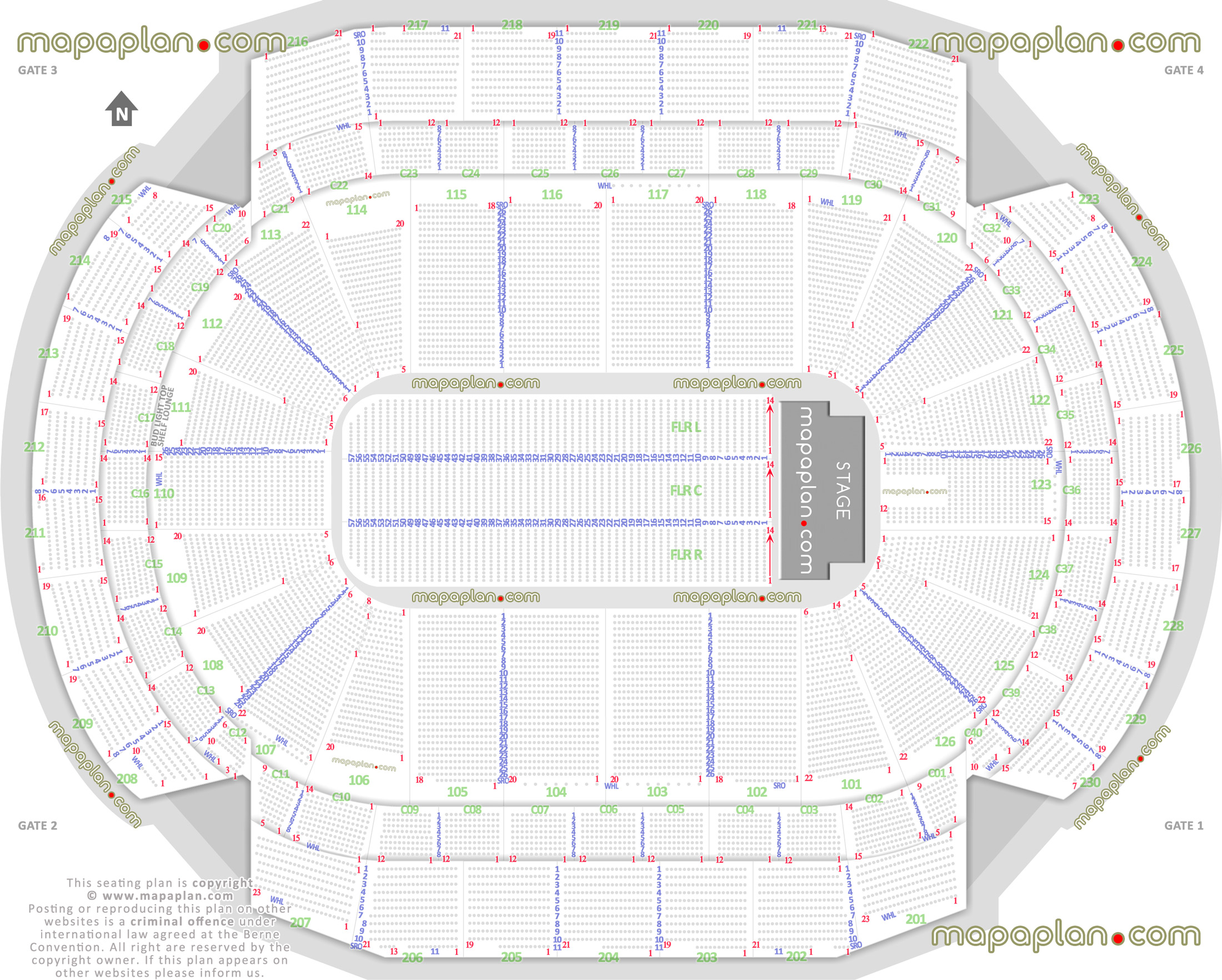 detailed seat row numbers end stage concert sections floor plan map arena lower club upper level layout Saint Paul Xcel Energy Center seating chart