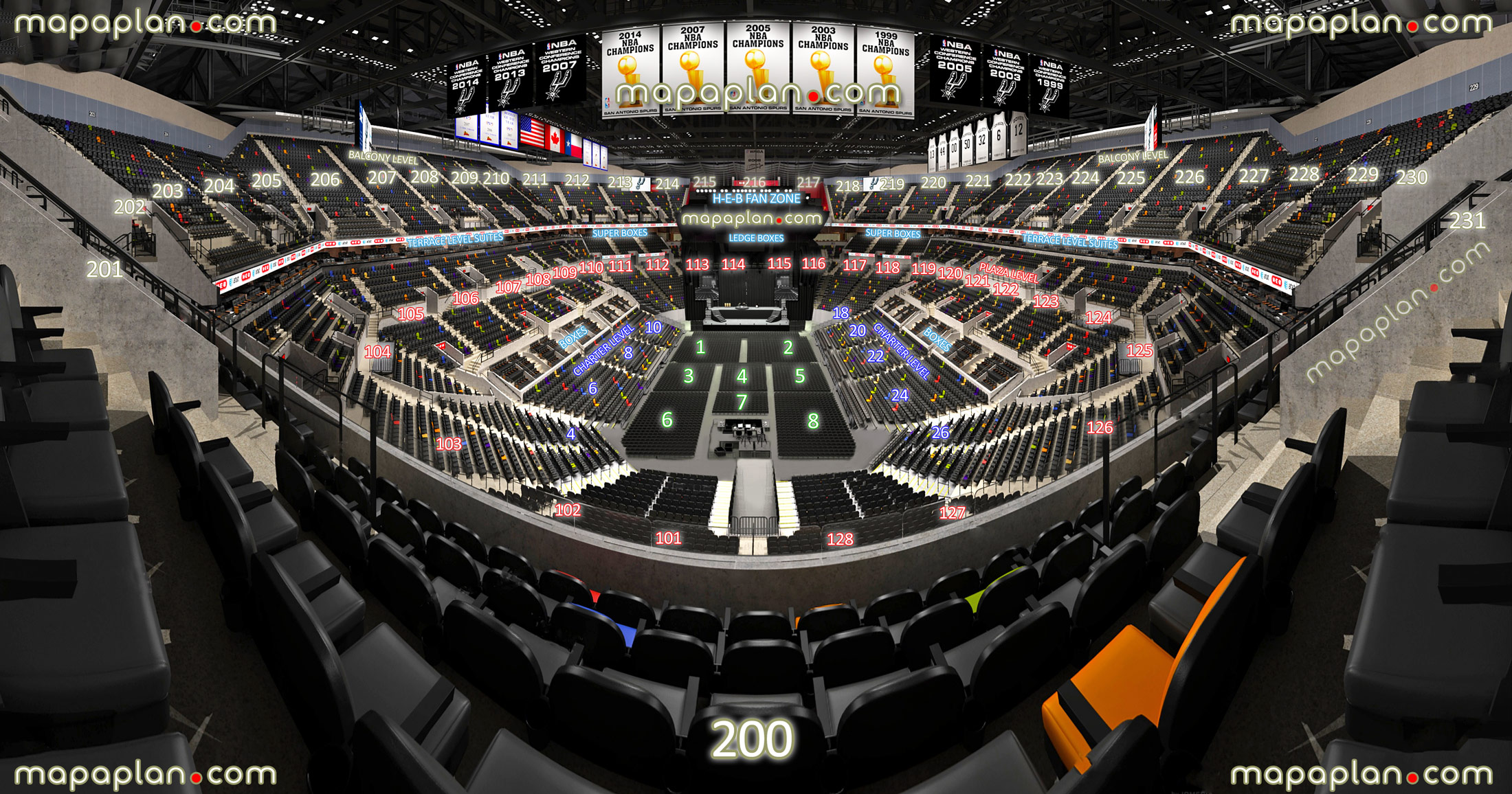 view section 200 row 5 seat 8 virtual venue 3d interactive inside stage review tour concert interior picture charter plaza terrace balcony levels suites floor 1 2 3 4 5 6 7 8 San Antonio Frost Bank Center seating chart