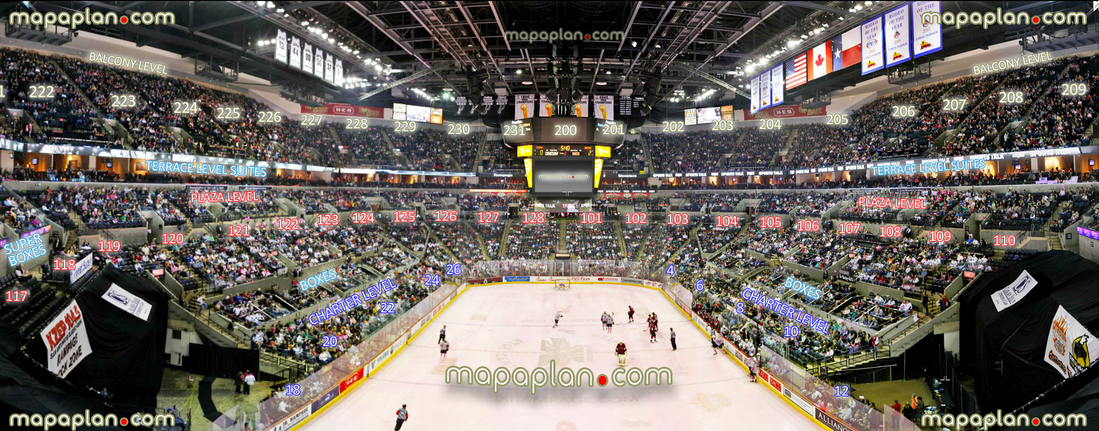 view section 114 row 34 seat 11 texas rampage ice hockey virtual interactive viewer review view my seat photo guide San Antonio Frost Bank Center seating chart
