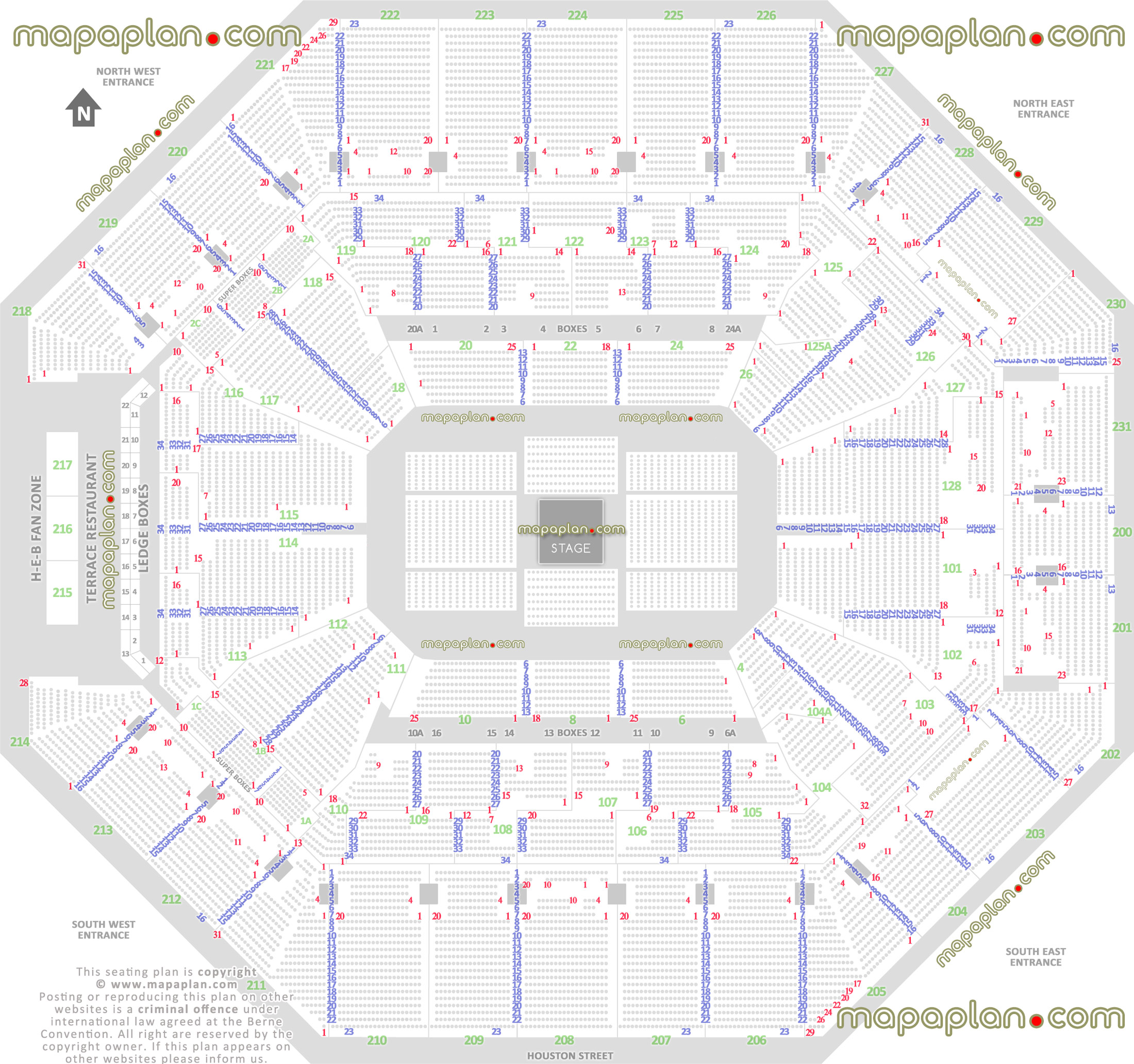 concert stage round 360 degree arrangement how many seats row balcony sections 201 202 203 204 205 206 207 208 209 210 211 212 213 214 215 216 217 218 219 220 221 222 223 224 225 226 227 228 229 230 San Antonio Frost Bank Center seating chart