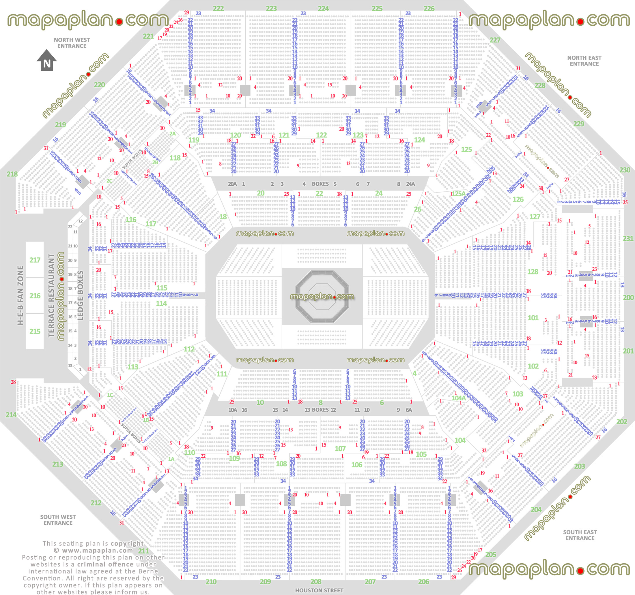 ufc mma fights san antonio tx united states detailed seating capacity arrangement arena row numbers layout west east south north entrance San Antonio Frost Bank Center seating chart