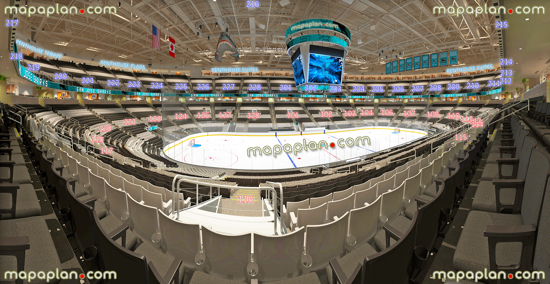view section 120 row 12 seat 1 san jose sharks nhl barracuda ahl ice hockey game panorama club level 100 200 vip suite boxes premium suites sections 201 202 203 204 205 206 207 208 209 210 211 212 213 214 215 216 217 218 219 220 221 222 223 224 225 226 227 228 San Jose SAP Center seating chart