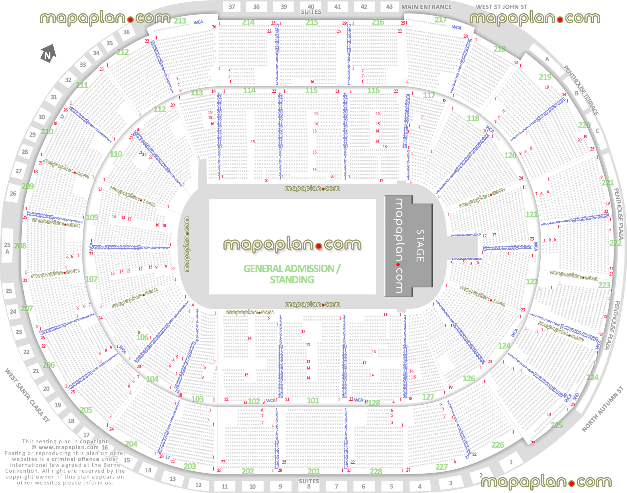 general admission ga floor standing concert capacity plan SAP Center ca san jose arena concert stage floor pit plan sections best seat selection information guide virtual interactive image map San Jose SAP Center seating chart