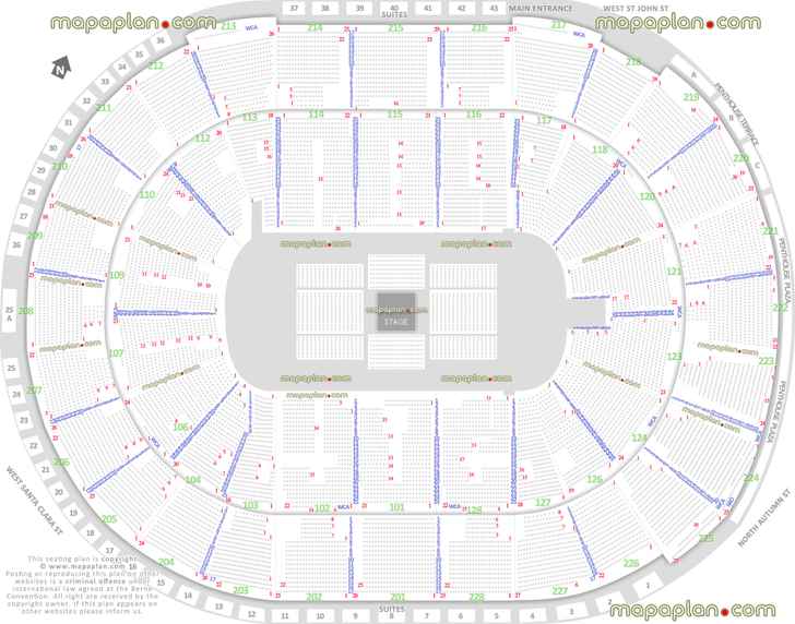 concert stage round 360 degree arrangement seats row balcony sections 201 202 203 204 205 206 207 208 209 210 211 212 213 214 215 216 217 218 219 220 221 222 223 224 225 226 227 228 San Jose SAP Center seating chart