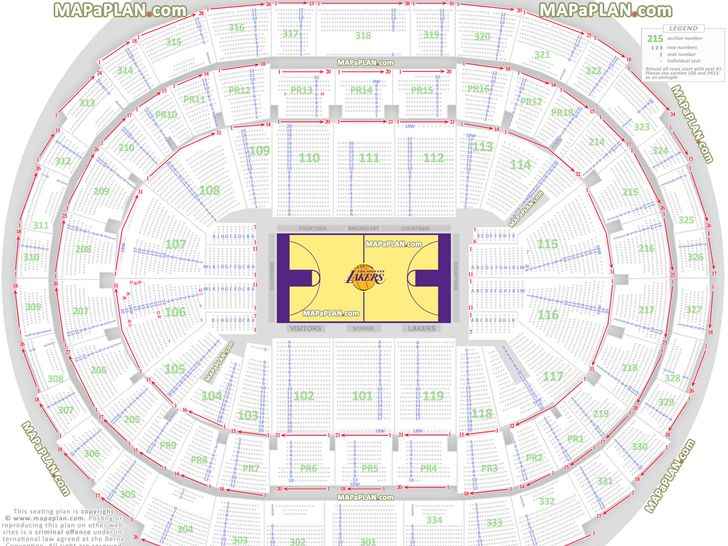 Lakers detailed seat numbers chart with rows premier sections layout Crypto.com Staples Center Arena seating chart