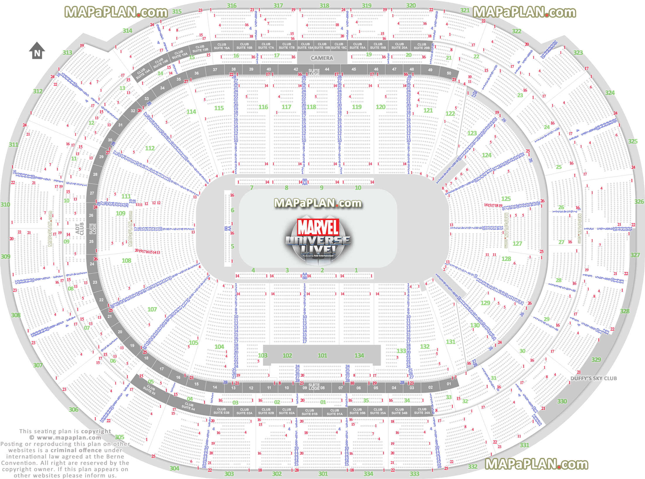 marvel universe live show printable virtual information guide full lower upper balcony bowl plan Sunrise FLA Live Arena seating chart