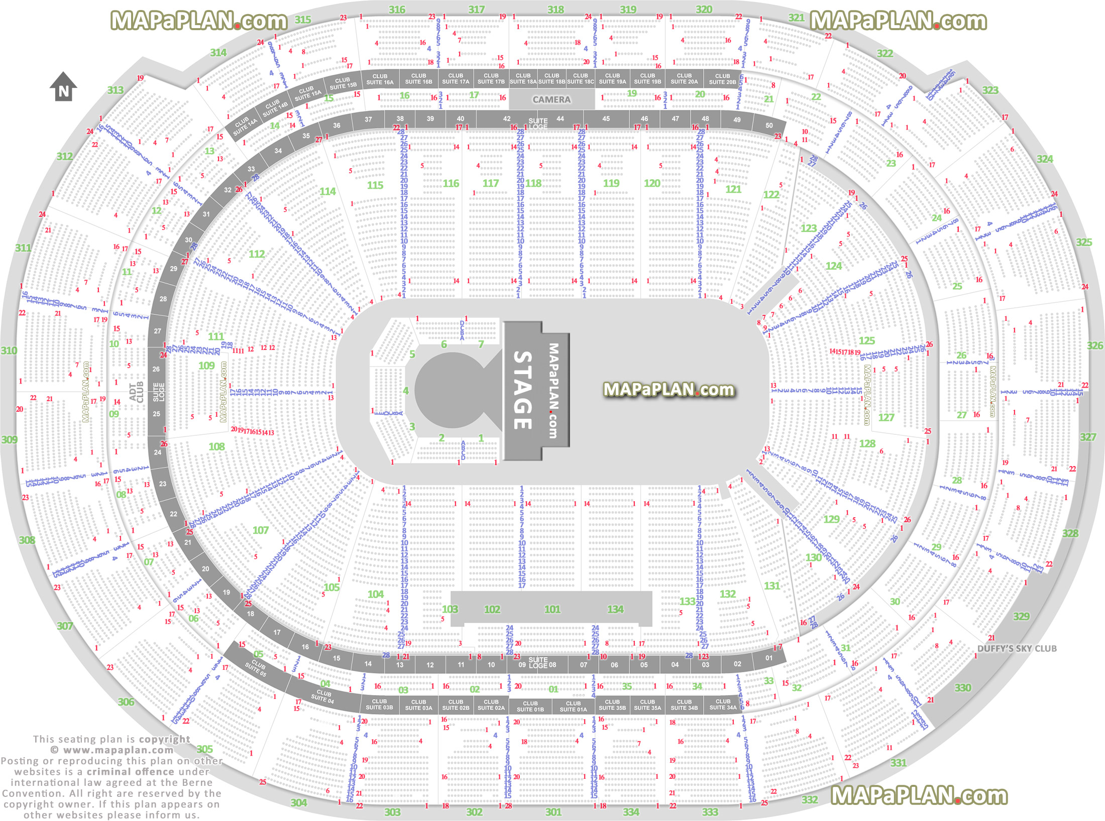 Verizon Center Suites Chart