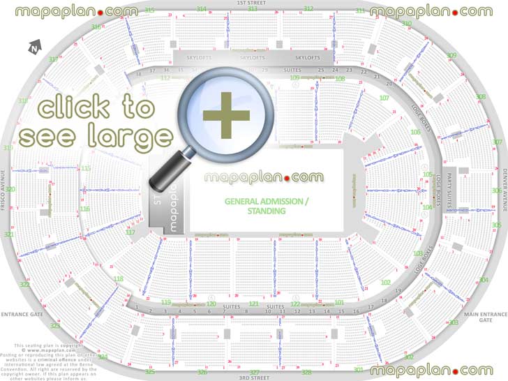 BOK Center seat & row numbers detailed seating chart