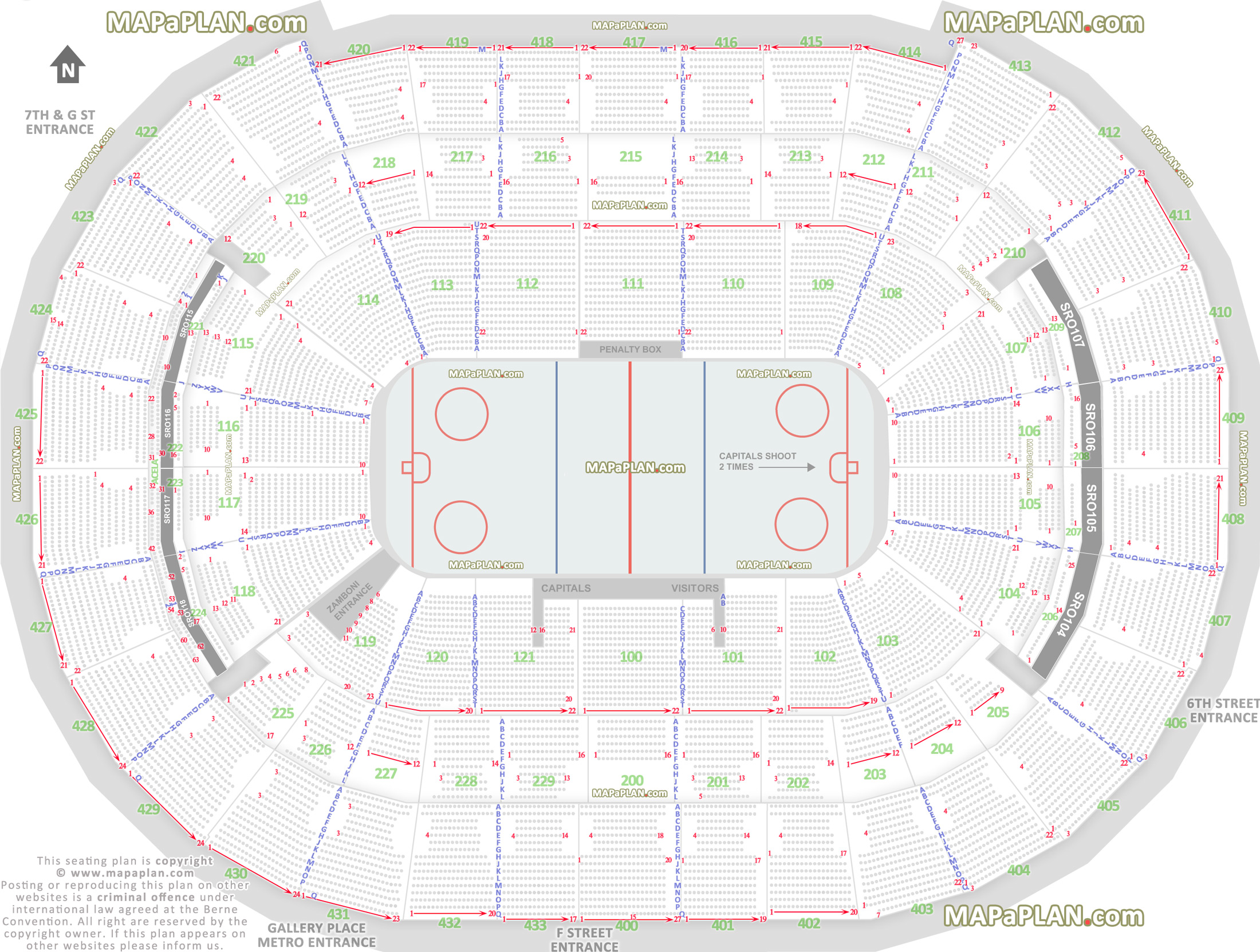 washington capitals nhl hockey game rink diagram best seat finder chart precise aisle numbering location data Washington DC Capital One Arena Center seating chart