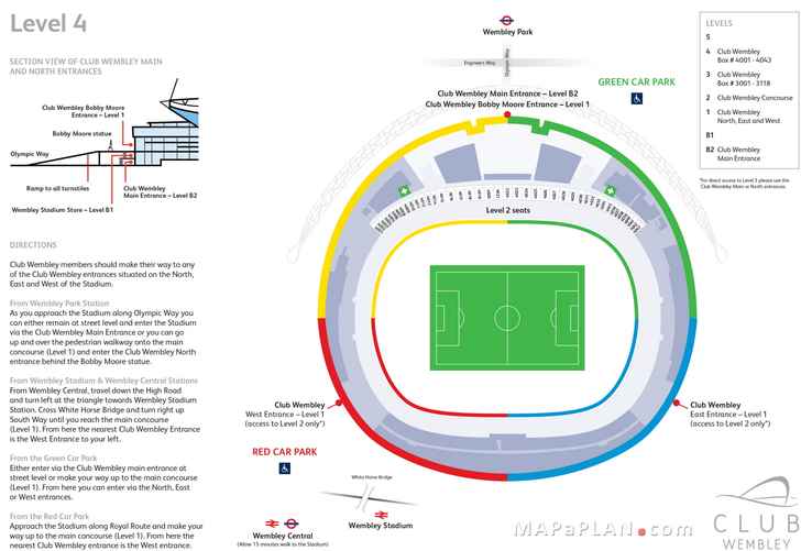 Wembley Stadium seating plan Level 4 Club Wembley boxes