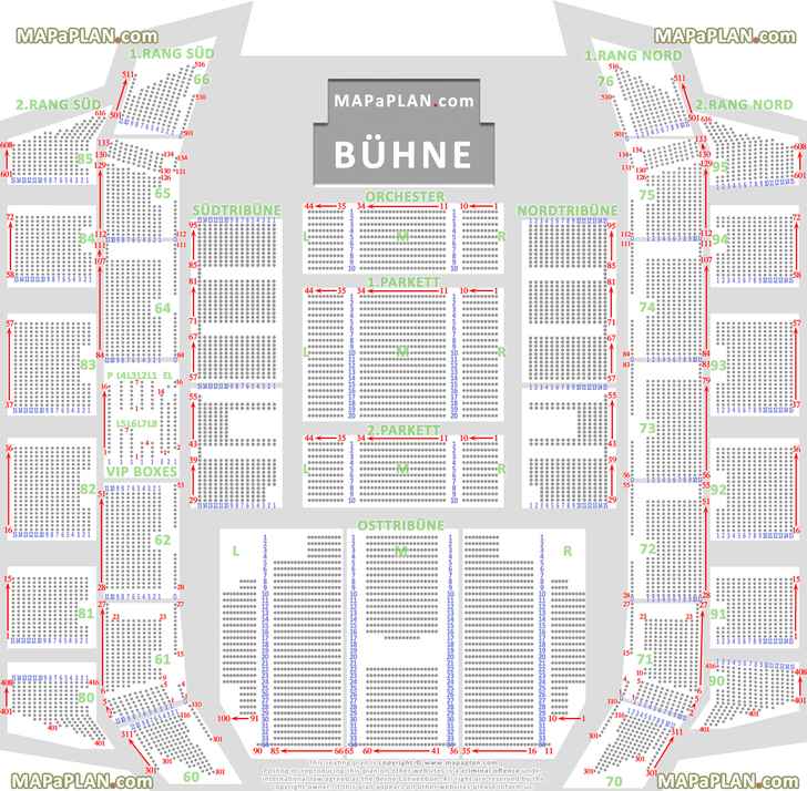 Detailed seat numbers layout Halle D Sitzplan Interaktiv Saalplan mit beste Plätze Reihen Sitzplatznummerierung Sitzanordnung Wiener Stadthalle seating plan