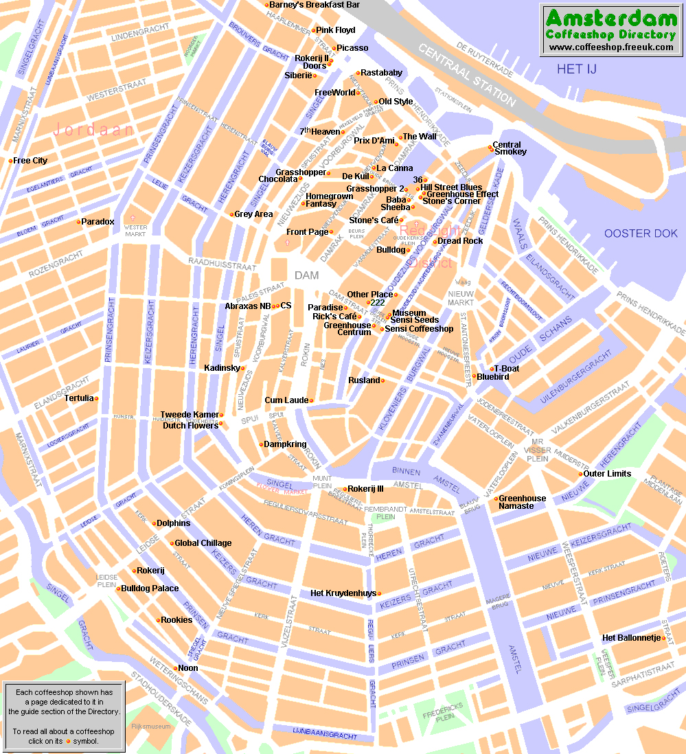 Amsterdam Top Tourist Attractions Map 03 Coffeeshops With Information Best Guide High Resolution 