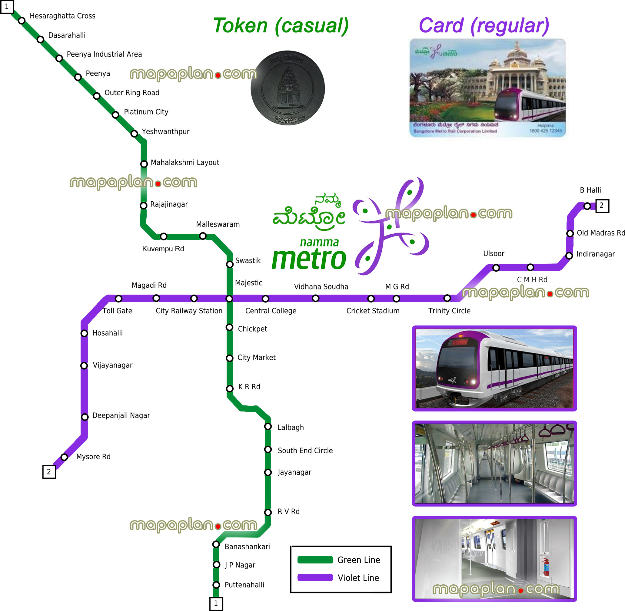 Bangalore metro new updated route public transport namma stations subway rail routes underground tube lines complete full hd plan free download interactive visitors guide central green violet metro train stations photo image tourist information guides Bangalore Top tourist attractions map
