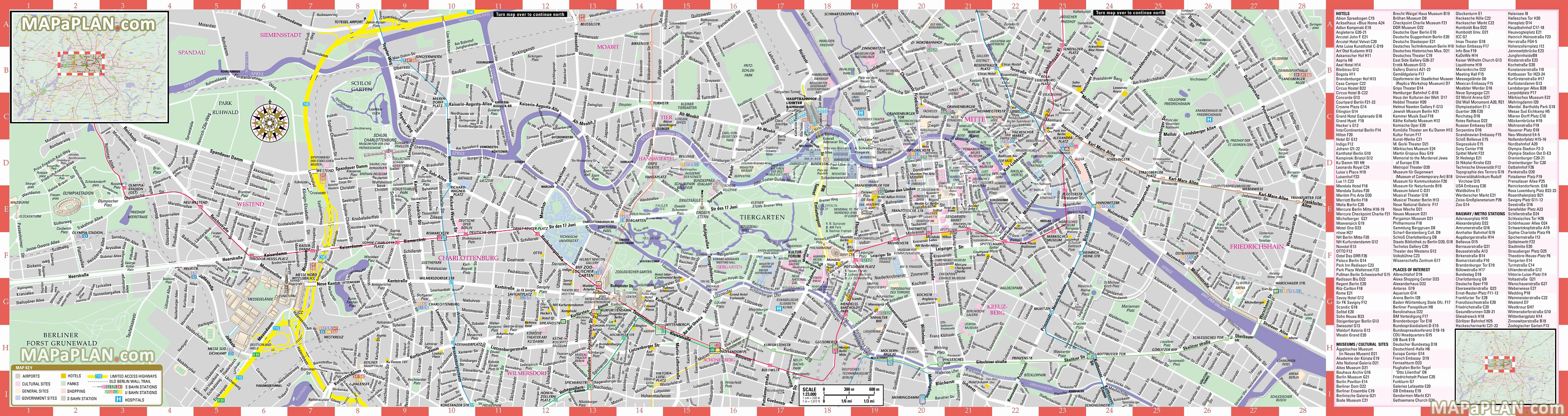 Berlin Map City Centre Detailed Street Travel Guide Of Hotels Shopping Must See Places To Visit