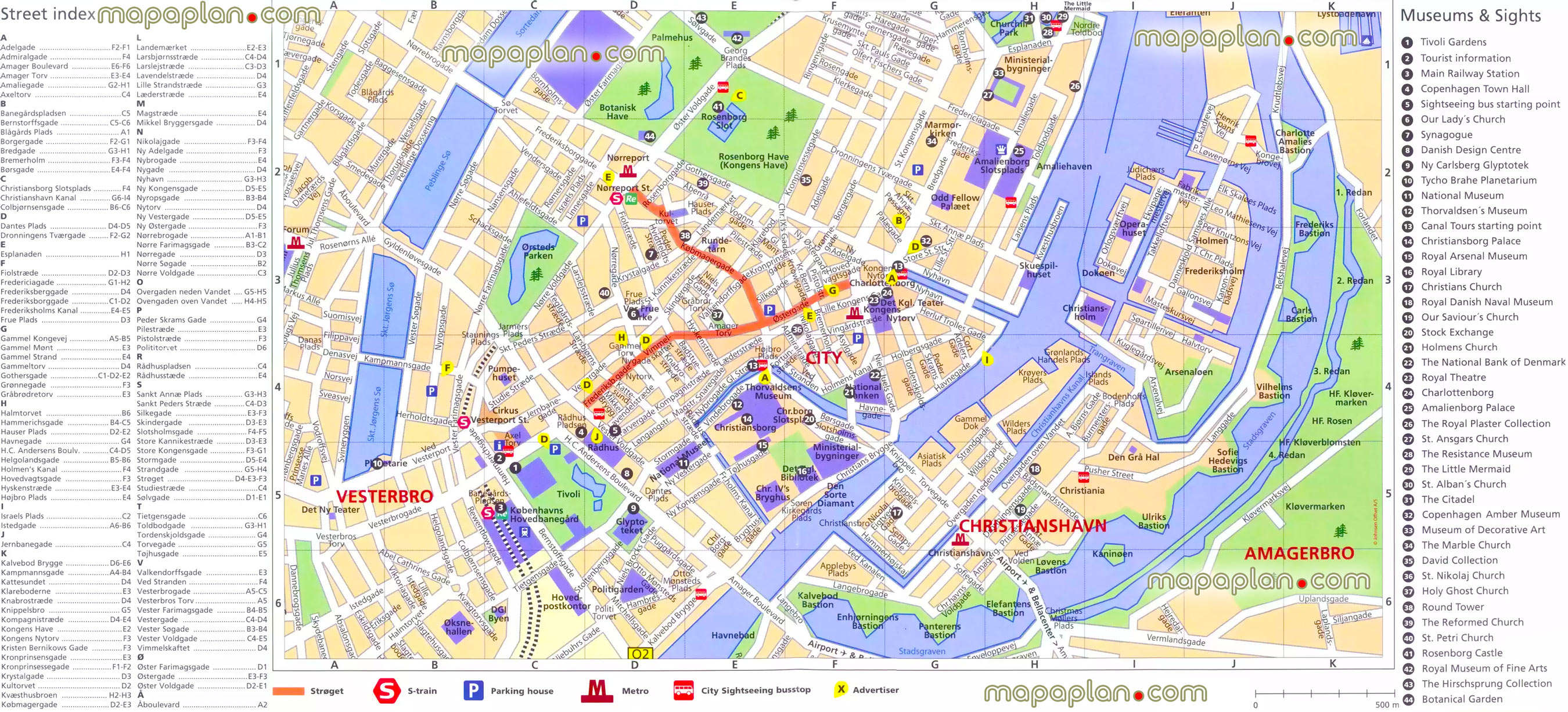 Copenhagen map Central Copenhagen free to download offline city