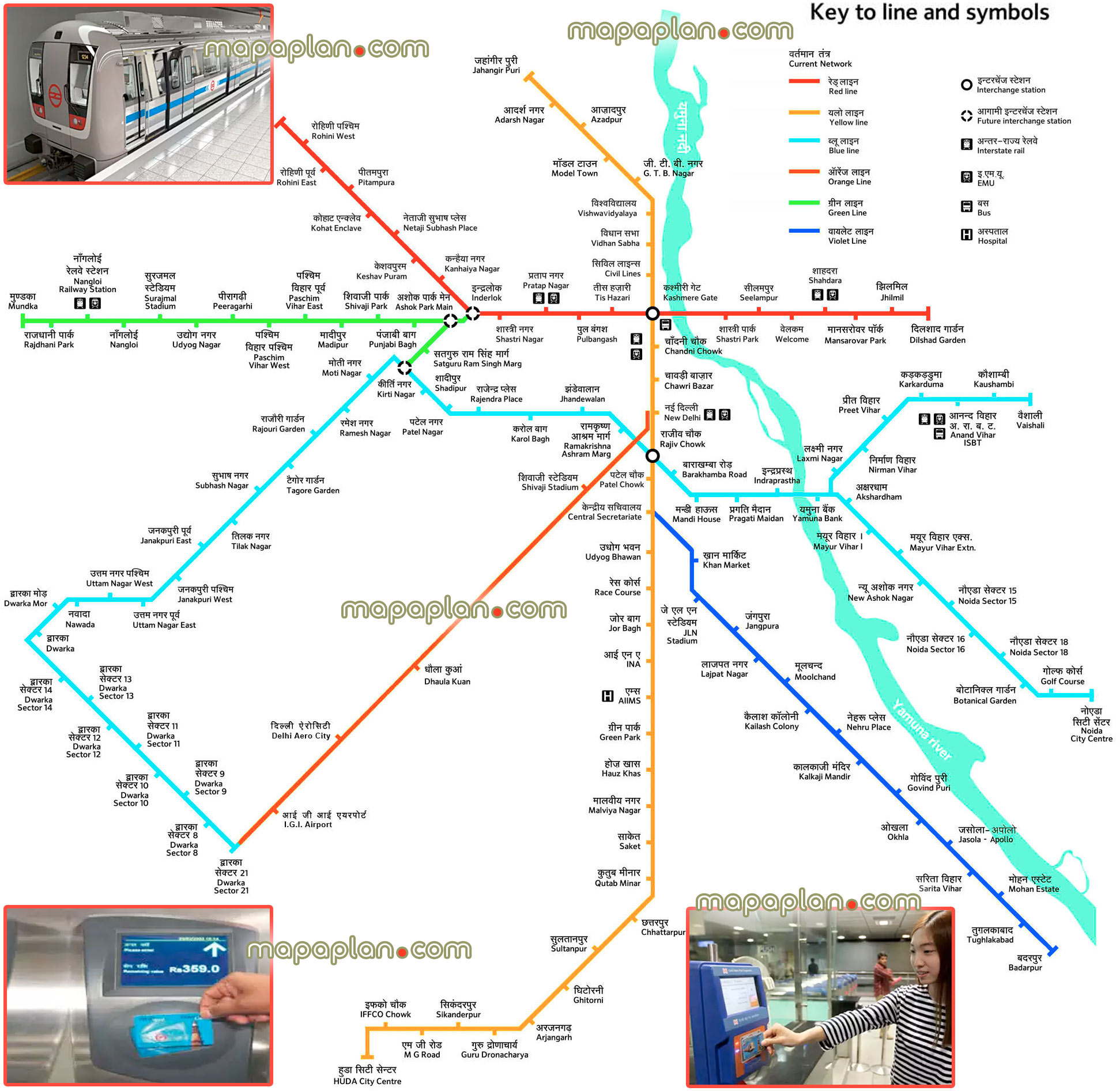 Delhi metro lines stations public transport rail system transit diagram english hindi updated network plan city train routes bus stops regional local railway interchangess Delhi Top tourist attractions map