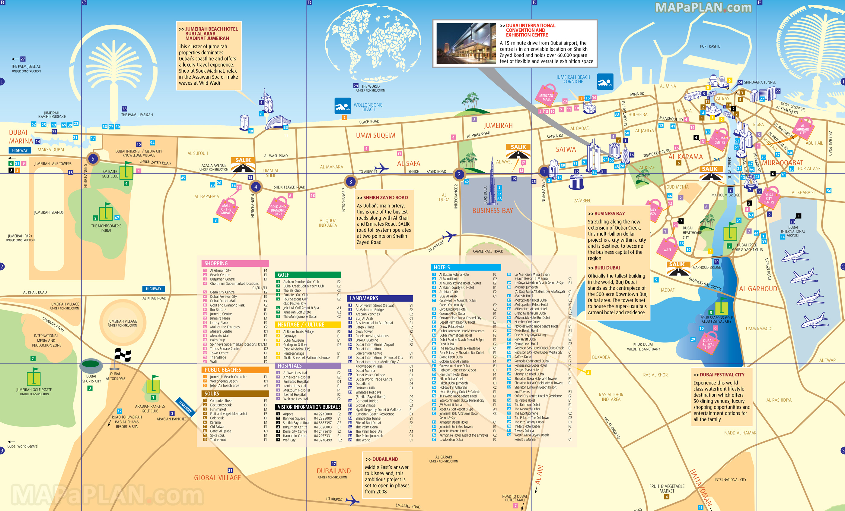 Dubai maps - Top tourist attractions - Free, printable city street map